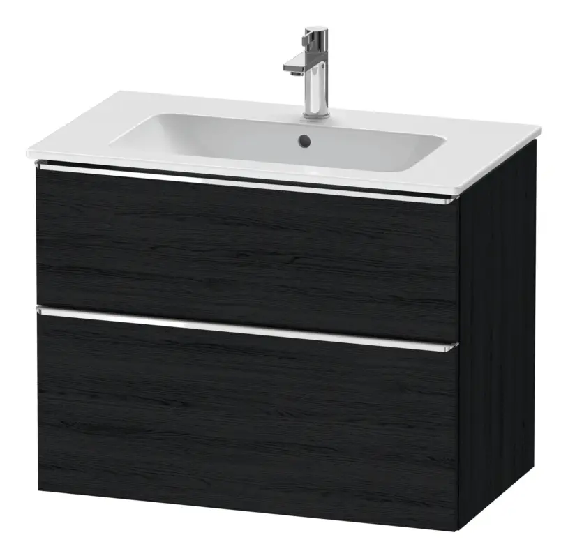 Bestseller Duravit D-Neo Waschtischunterschrank für 233683 mit 2 Auszügen Griff Chrom Hochglanz 810 x 625 x 462 mm - Eiche Schwarz Matt