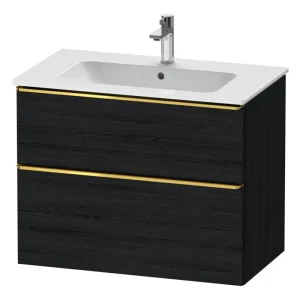 Ausverkauf Duravit D-Neo Waschtischunterschrank für 233683 mit 2 Auszügen Griff Gold Poliert 810 x 625 x 462 mm - Eiche Schwarz Matt