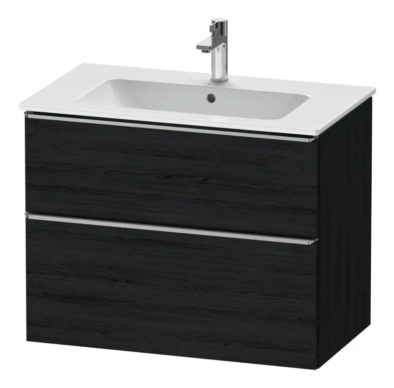Duravit D-Neo Waschtischunterschrank für 233683 mit 2 Auszügen Griff Edelstahl Gebürstet 810 x 625 x 462 mm - Eiche Schwarz Matt Finale Aktion