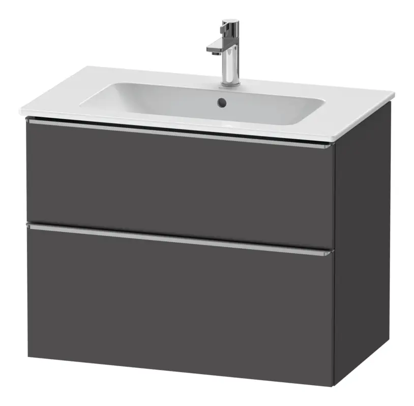 Duravit D-Neo Waschtischunterschrank für 233683 mit 2 Auszügen Griff Edelstahl Gebürstet 810 x 625 x 462 mm - Graphit Matt Beliebt