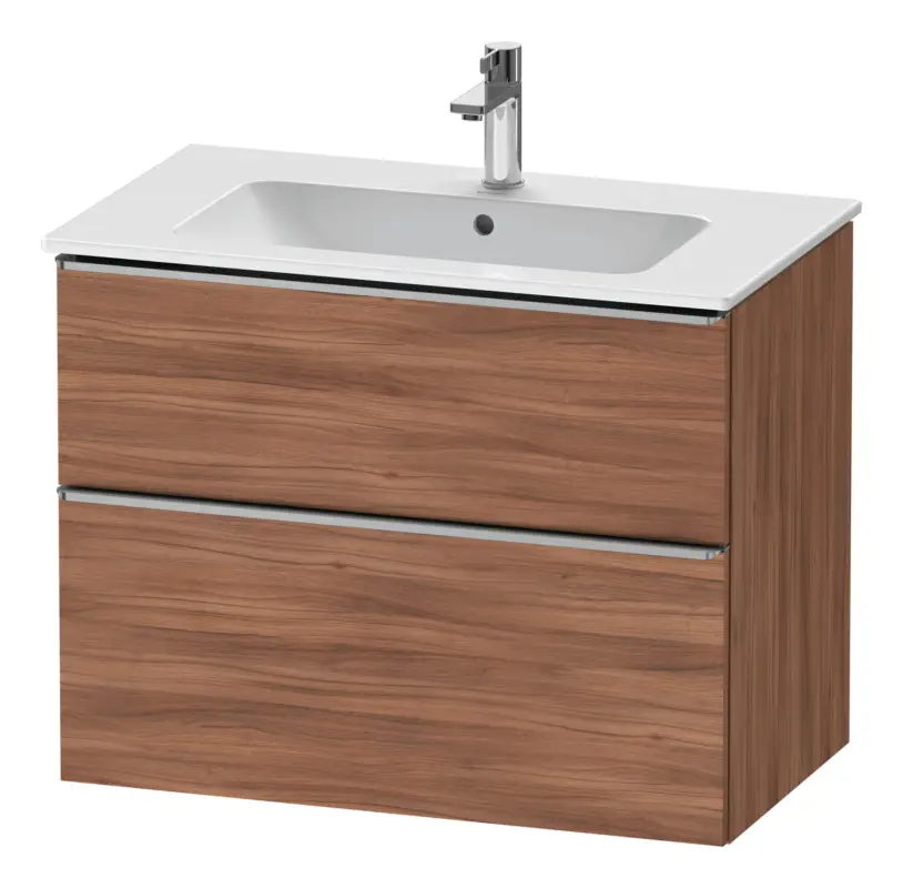 Schnäppchen Duravit D-Neo Waschtischunterschrank für 233683 mit 2 Auszügen Griff Edelstahl Gebürstet 810 x 625 x 462 mm - Nussbaum Natur Matt