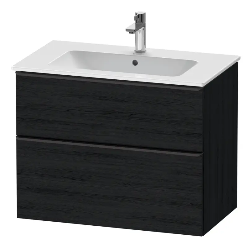 Neu Duravit D-Neo Waschtischunterschrank für 233683 mit 2 Auszügen Griff Diamantschwarz Matt 810 x 625 x 462 mm - Eiche Schwarz Matt