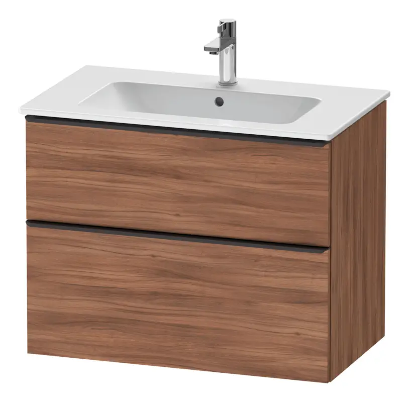 Kracherpreis Duravit D-Neo Waschtischunterschrank für 233683 mit 2 Auszügen Griff Diamantschwarz Matt 810 x 625 x 462 mm - Nussbaum Natur Matt