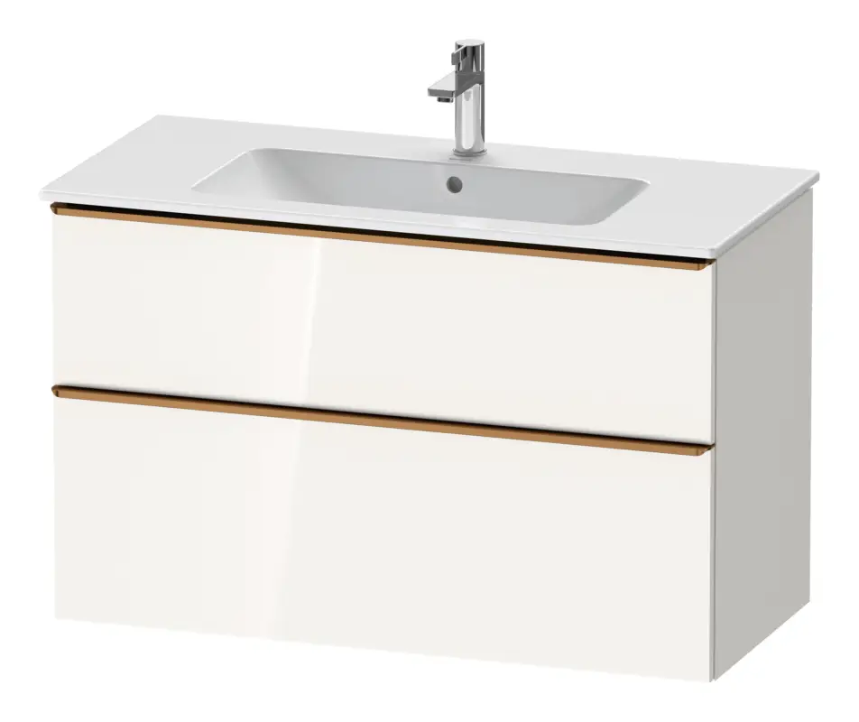 Duravit D-Neo Waschtischunterschrank mit 2 Auszügen Griff Bronze Gebürstet 1010 x 625 x 462 mm - Weiß Hochglanz Finale Aktion