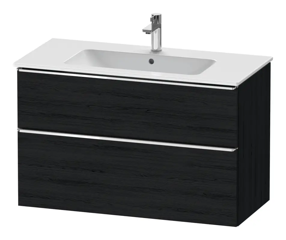 Duravit D-Neo Waschtischunterschrank mit 2 Auszügen Griff Chrom Hochglanz 1010 x 625 x 462 mm - Eiche Schwarz Matt Sonderangebot