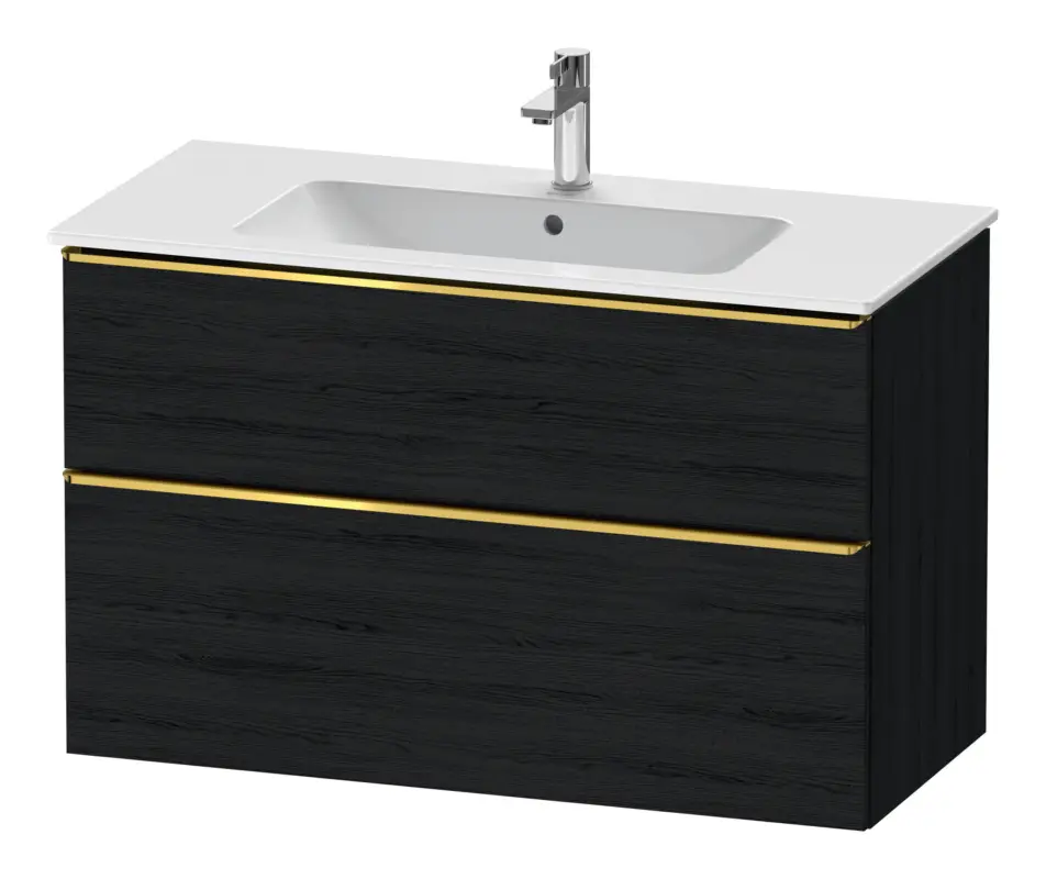 Duravit D-Neo Waschtischunterschrank mit 2 Auszügen Griff Gold Poliert 1010 x 625 x 462 mm - Eiche Schwarz Matt Letzte Chance