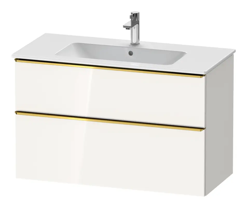 Bestpreis Duravit D-Neo Waschtischunterschrank mit 2 Auszügen Griff Gold Poliert 1010 x 625 x 462 mm - Weiß Hochglanz