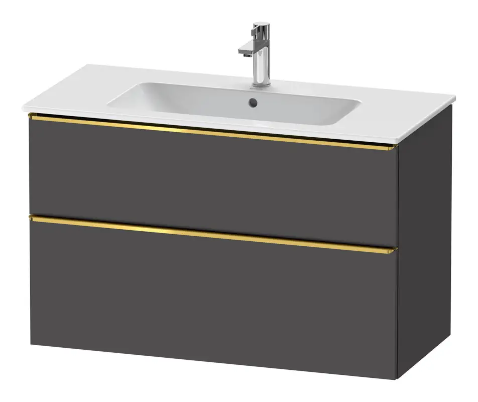 Duravit D-Neo Waschtischunterschrank mit 2 Auszügen Griff Gold Poliert 1010 x 625 x 462 mm - Graphit Matt Expressversand