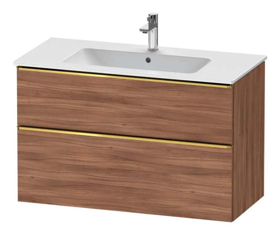Duravit D-Neo Waschtischunterschrank mit 2 Auszügen Griff Gold Poliert 1010 x 625 x 462 mm - Nussbaum Natur Matt Direkt Vom Hersteller