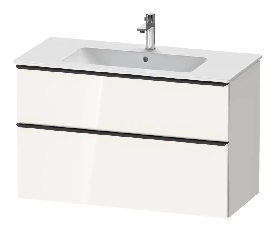 Duravit D-Neo Waschtischunterschrank mit 2 Auszügen Griff Diamantschwarz Matt 1010 x 625 x 462 mm - Weiß Hochglanz Knallerangebot