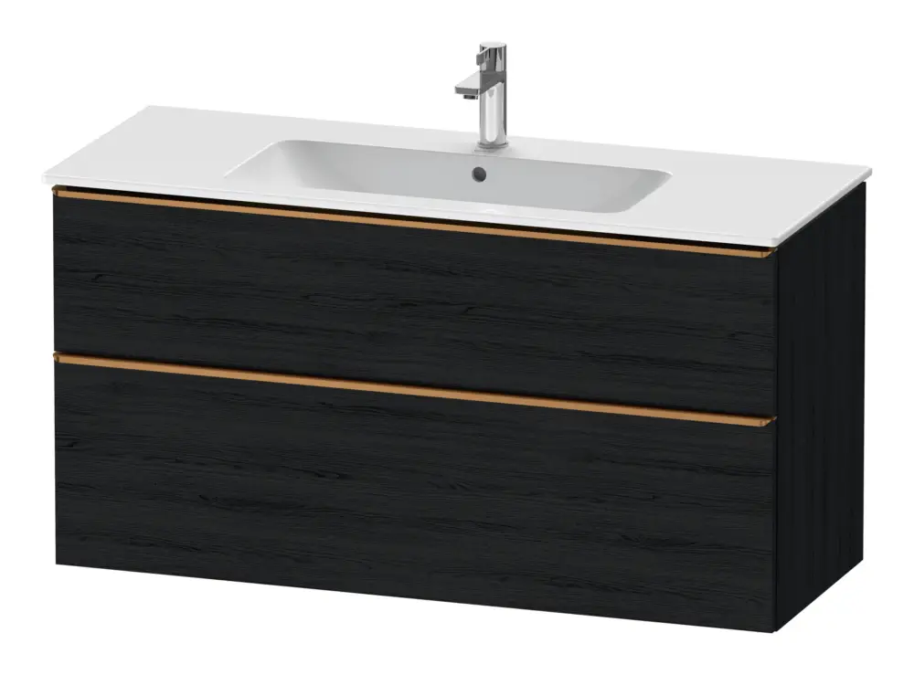 Duravit D-Neo Waschtischunterschrank mit 2 Auszügen Griff Bronze Gebürstet 1210 x 625 x 462 mm - Eiche Schwarz Matt Sonderaktion