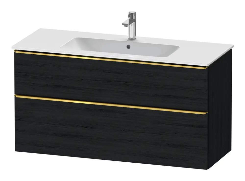 Schneller Versand Duravit D-Neo Waschtischunterschrank mit 2 Auszügen Griff Gold Poliert 1210 x 625 x 462 mm Eiche Schwarz Matt