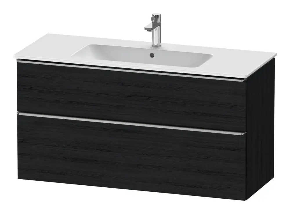 Ausverkauf Duravit D-Neo Waschtischunterschrank mit 2 Auszügen Griff Edelstahl Gebürstet 1210 x 625 x 462 mm Eiche Schwarz Matt