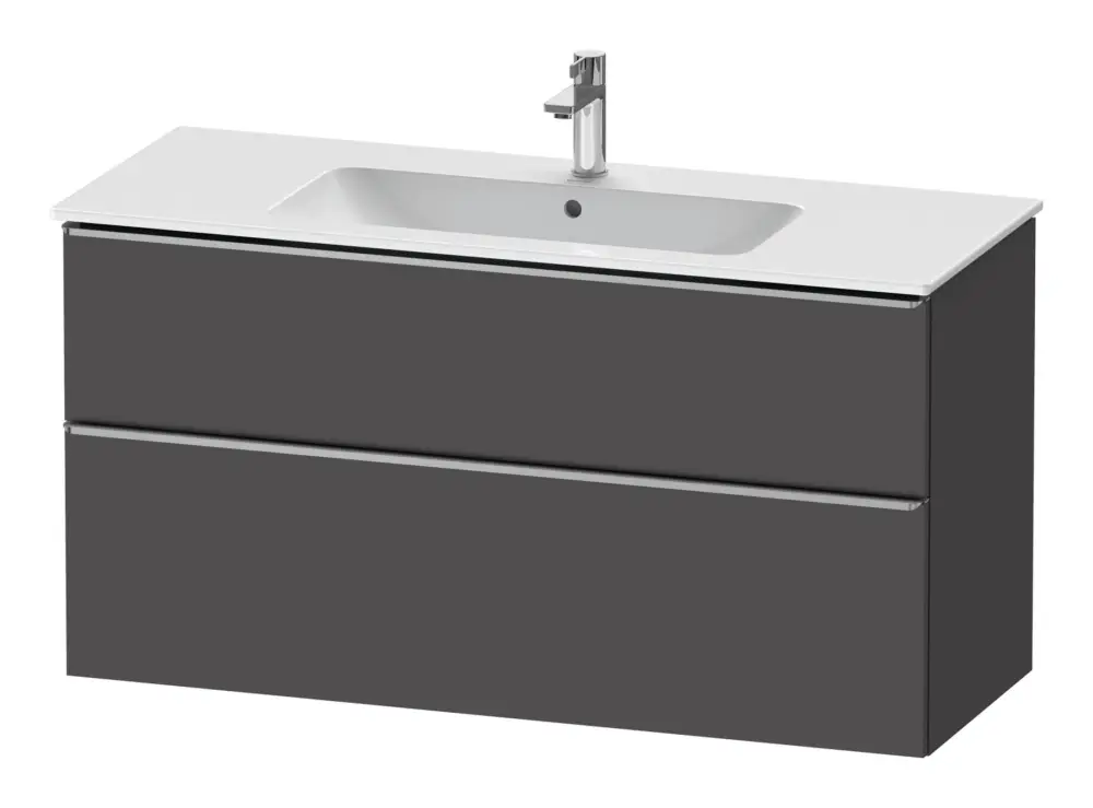 Super-Preis Duravit D-Neo Waschtischunterschrank mit 2 Auszügen Griff Edelstahl Gebürstet 1210 x 625 x 462 mm - Graphit Matt