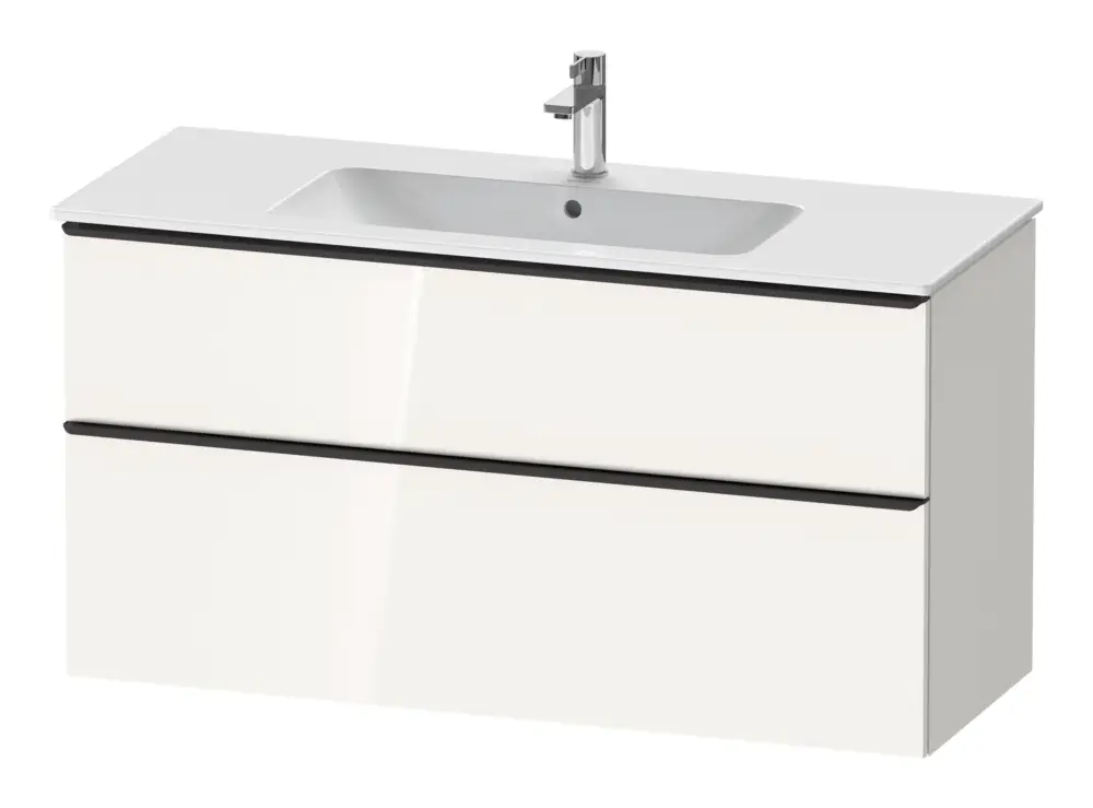 Duravit D-Neo Waschtischunterschrank mit 2 Auszügen Griff Diamantschwarz Matt 1210 x 625 x 462 mm - Weiß Hochglanz Highlight