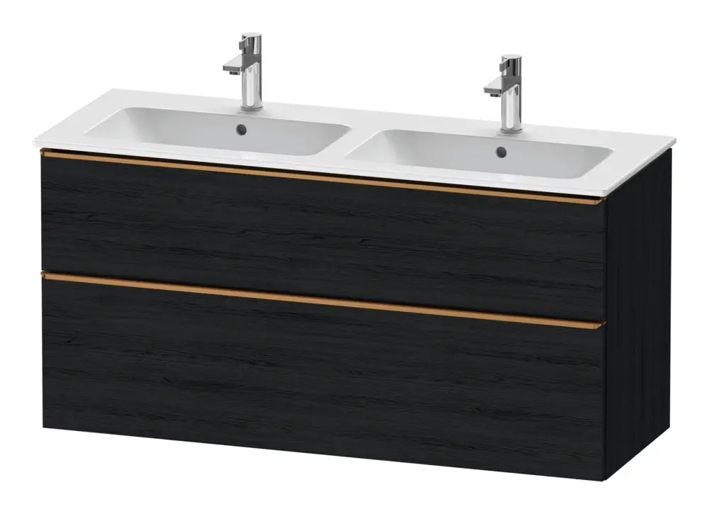 Top-Angebot Duravit D-Neo Waschtischunterschrank für 2 Becken mit 2 Auszügen Griff Bronze Gebürstet 1280 x 625 x 462 mm - Eiche Schwarz Matt