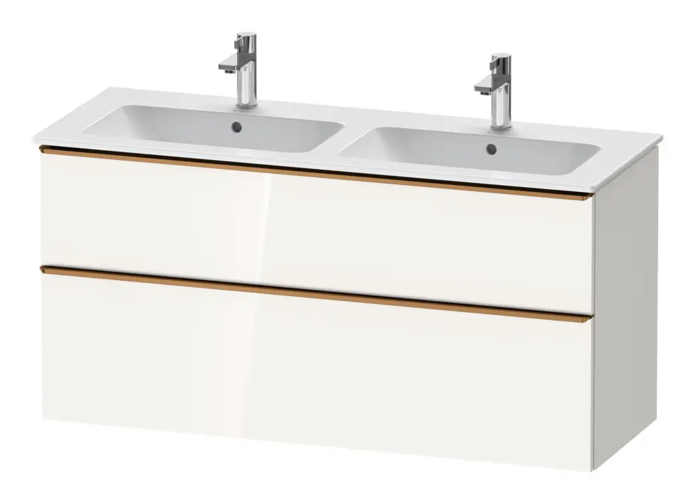 Duravit D-Neo Waschtischunterschrank für 2 Becken mit 2 Auszügen Griff Bronze Gebürstet 1280 x 625 x 462 mm - Weiß Hochglanz Top-Preis
