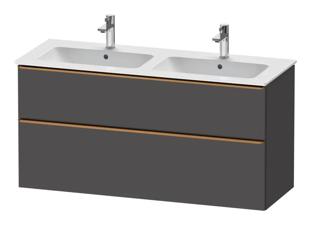 Kracherpreis Duravit D-Neo Waschtischunterschrank für 2 Becken mit 2 Auszügen Griff Bronze Gebürstet 1280 x 625 x 462 mm - Graphit Matt