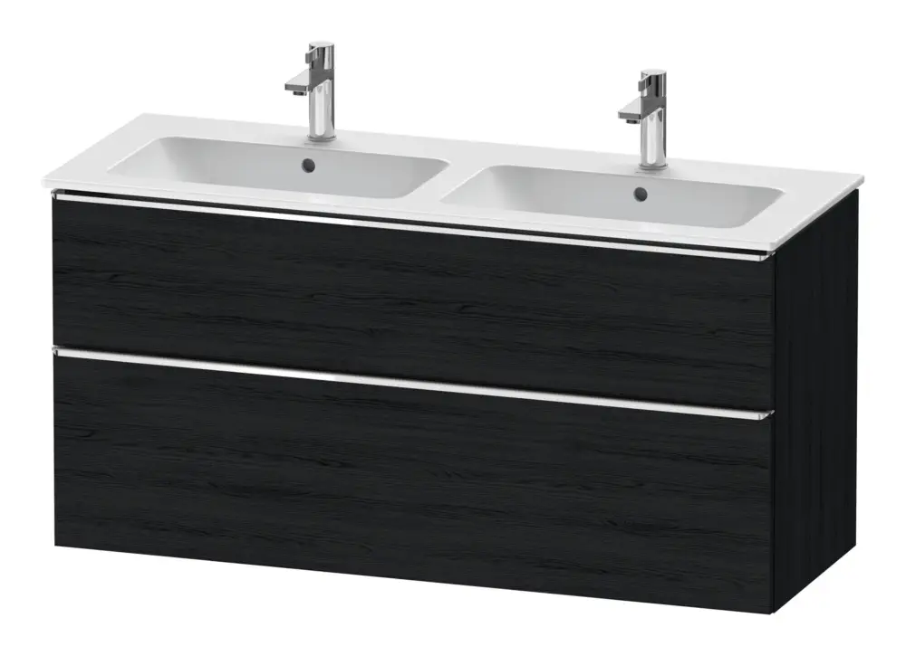 Duravit D-Neo Waschtischunterschrank für 2 Becken mit 2 Auszügen Griff Chrom Hochglanz 1280 x 625 x 462 mm - Eiche Schwarz Matt Direktkauf