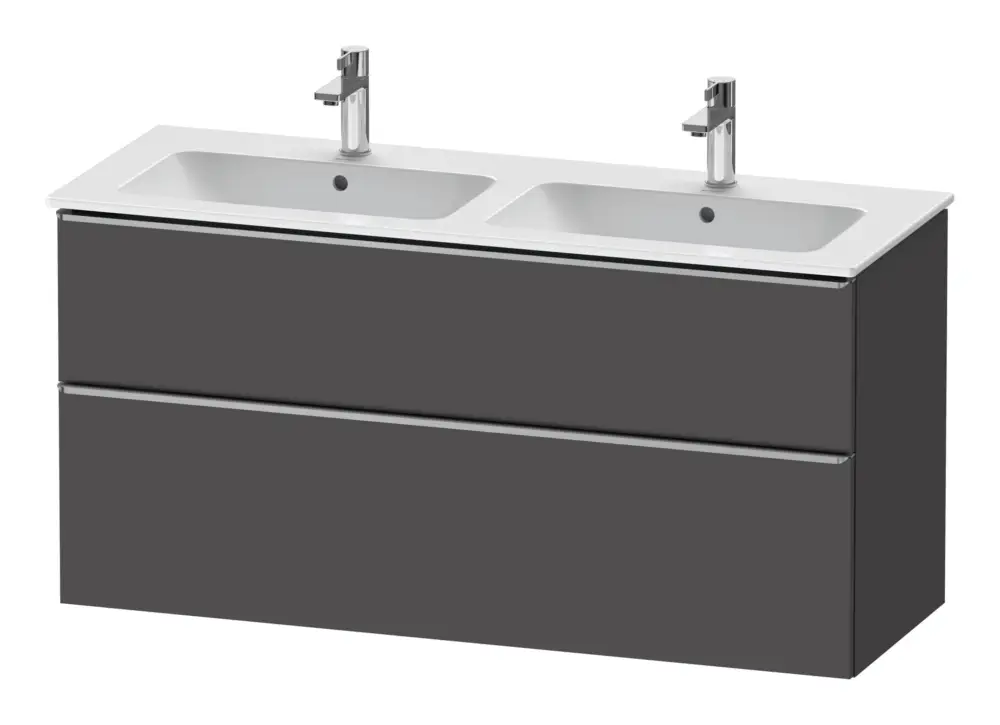 Duravit D-Neo Waschtischunterschrank für 2 Becken mit 2 Auszügen Griff Edelstahl Gebürstet 1280 x 625 x 462 mm - Graphit Matt Meistverkauft