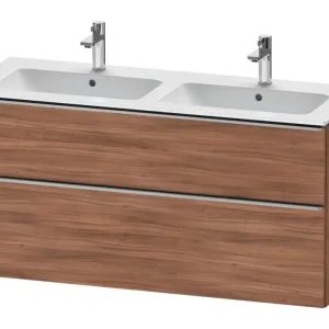 Abverkauf Duravit D-Neo Waschtischunterschrank für 2 Becken mit 2 Auszügen Griff Edelstahl Gebürstet 1280 x 625 x 462 mm - Nussbaum Natur Matt