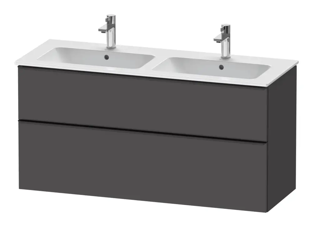 Direkt Vom Hersteller Duravit D-Neo Waschtischunterschrank für 2 Becken mit 2 Auszügen Griff Diamantschwarz Matt 1280 x 625 x 462 mm - Graphit Matt