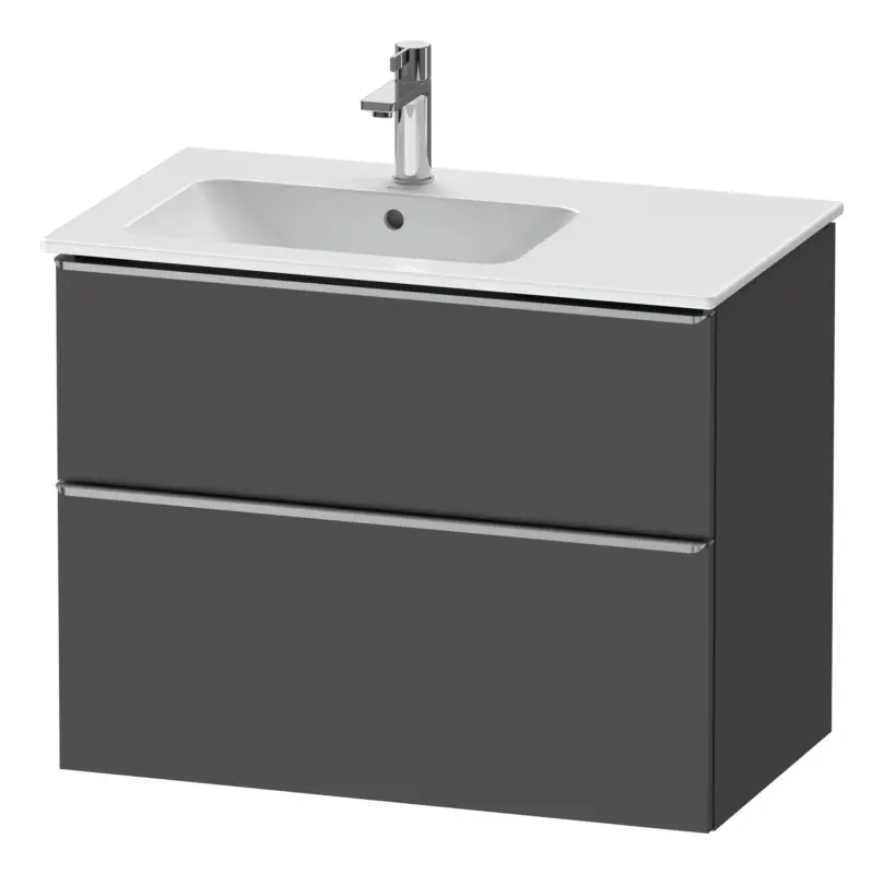 Zertifiziert Duravit D-Neo Waschtischunterschrank für 234583 mit 2 Auszügen Griff Edelstahl Gebürstet 810 x 625 x 462 mm - Graphit Matt
