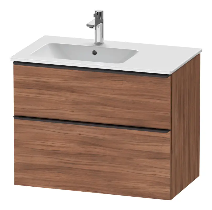 Neu Im Sortiment Duravit D-Neo Waschtischunterschrank für 234583 mit 2 Auszügen Griff Diamantschwarz Matt 810 x 625 x 462 mm - Nussbaum Natur Matt