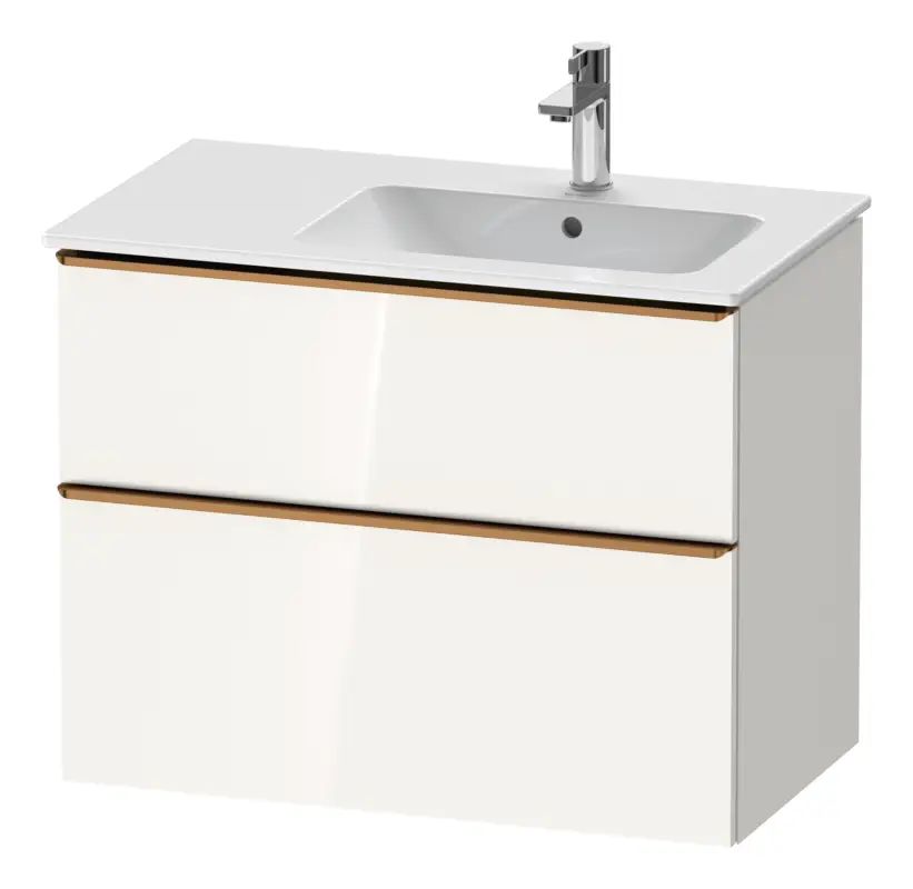Duravit D-Neo Waschtischunterschrank mit 2 Auszügen Griff Bronze Gebürstet 810 x 625 x 462 mm - Weiß Hochglanz Preisreduziert