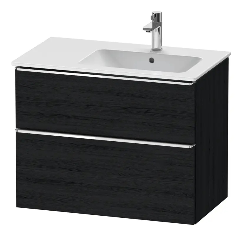 Duravit D-Neo Waschtischunterschrank mit 2 Auszügen Griff Chrom Hochglanz 810 x 625 x 462 mm - Eiche Schwarz Matt Neu Im Sortiment