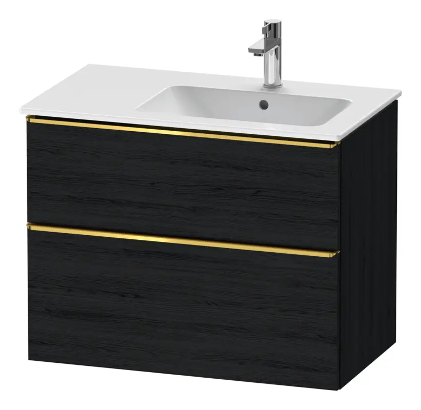 Duravit D-Neo Waschtischunterschrank mit 2 Auszügen Griff Gold Poliert 810 x 625 x 462 mm - Eiche Schwarz Matt Solange Der Vorrat Reicht