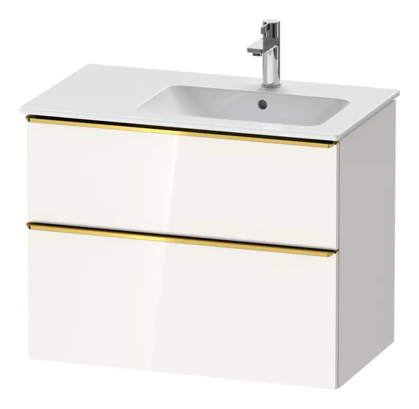 Preiswert Duravit D-Neo Waschtischunterschrank mit 2 Auszügen Griff Gold Poliert 810 x 625 x 462 mm - Weiß Hochglanz