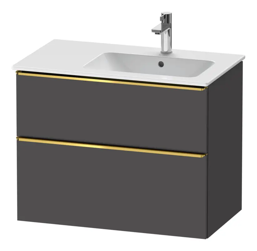 Nur Heute Duravit D-Neo Waschtischunterschrank mit 2 Auszügen Griff Gold Poliert 810 x 625 x 462 mm - Graphit Matt