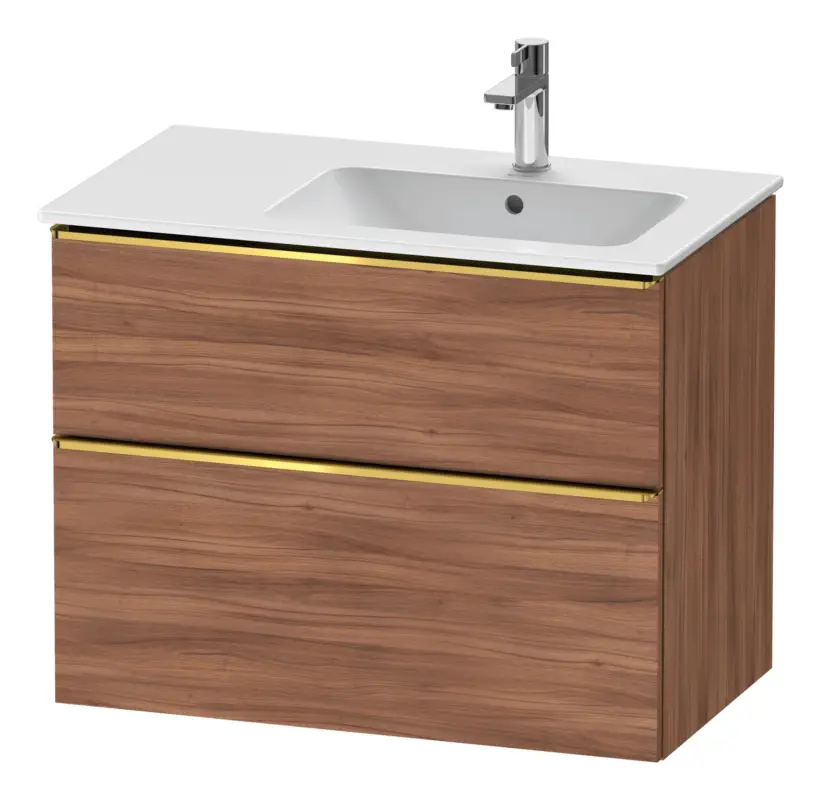 Duravit D-Neo Waschtischunterschrank mit 2 Auszügen Griff Gold Poliert 810 x 625 x 462 mm - Nussbaum Natur Matt Preiswert