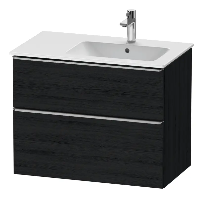 Duravit D-Neo Waschtischunterschrank mit 2 Auszügen Griff Edelstahl Gebürstet 810 x 625 x 462 mm - Eiche Schwarz Matt Preis Gesenkt