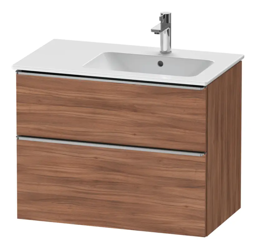 Duravit D-Neo Waschtischunterschrank mit 2 Auszügen Griff Edelstahl Gebürstet 810 x 625 x 462 mm - Nussbaum Natur Matt Ausverkauf