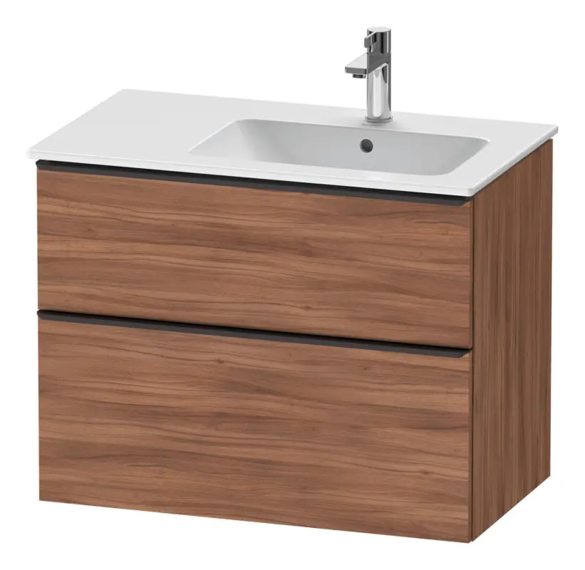 Duravit D-Neo Waschtischunterschrank mit 2 Auszügen Griff Diamantschwarz Matt 810 x 625 x 462 mm - Nussbaum Natur Matt Wochenendangebot