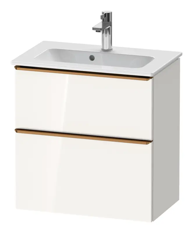 Duravit D-Neo Waschtischunterschrank mit 2 Auszügen Griff Bronze Gebürstet 610 x 625 x 372 mm - Weiß Hochglanz Garantierte Lieferung