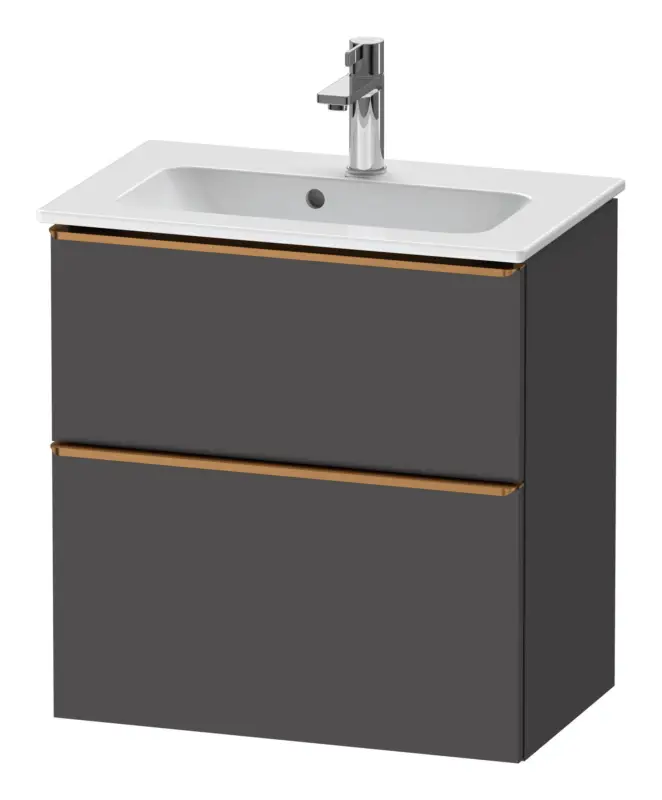 Direktkauf Duravit D-Neo Waschtischunterschrank mit 2 Auszügen Griff Bronze Gebürstet 610 x 625 x 372 mm - Graphit Matt