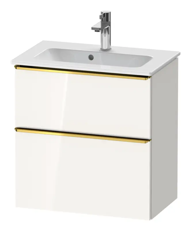 Duravit D-Neo Waschtischunterschrank mit 2 Auszügen Griff Gold Poliert 610 x 625 x 372 mm - Weiß Hochglanz Knallerangebot
