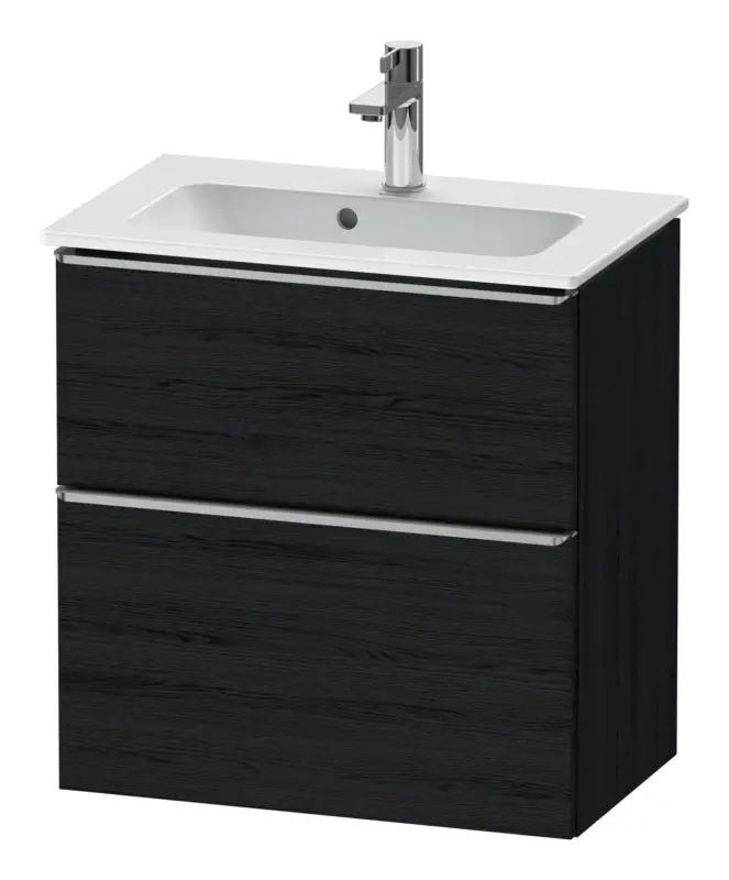 Duravit D-Neo Waschtischunterschrank mit 2 Auszügen Griff Edelstahl Gebürstet 610 x 625 x 372 mm - Eiche Schwarz Matt Must-Have
