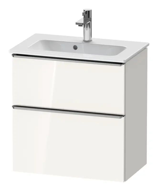 Duravit D-Neo Waschtischunterschrank mit 2 Auszügen Griff Edelstahl Gebürstet 610 x 625 x 372 mm - Weiß Hochglanz Echt