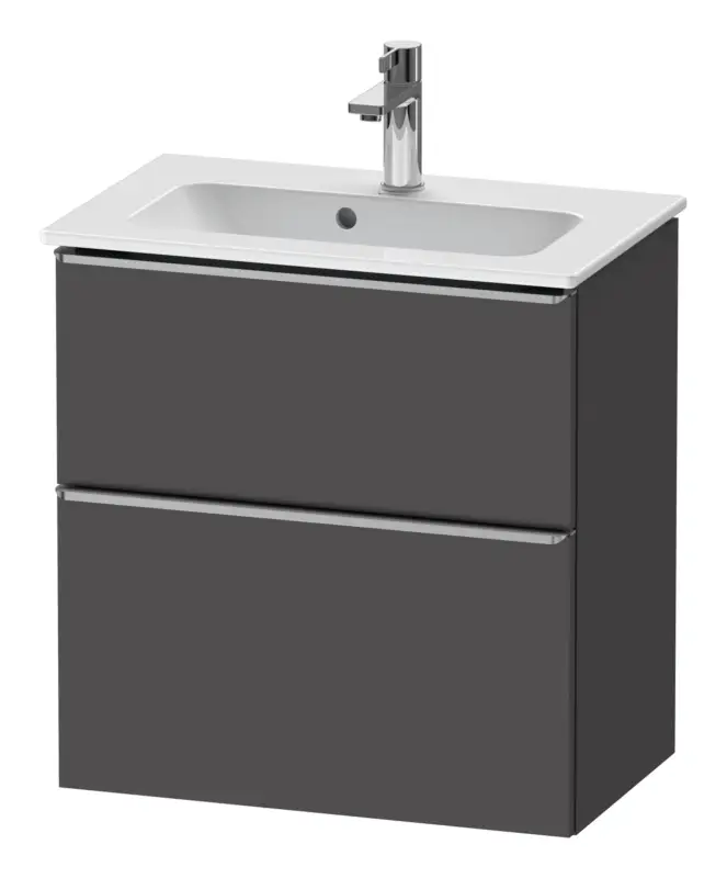 Versand Am Gleichen Tag Duravit D-Neo Waschtischunterschrank mit 2 Auszügen Griff Edelstahl Gebürstet 610 x 625 x 372 mm - Graphit Matt