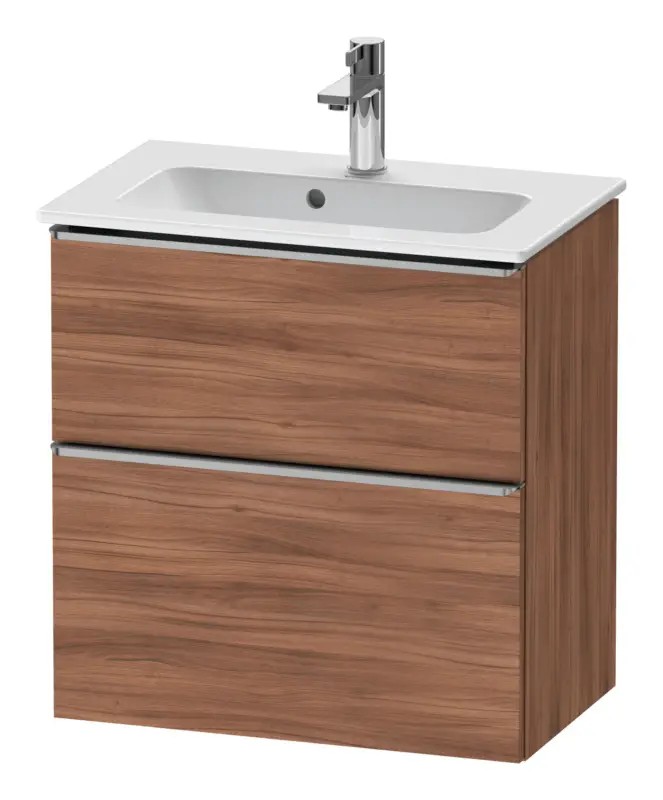 Finale Aktion Duravit D-Neo Waschtischunterschrank mit 2 Auszügen Griff Edelstahl Gebürstet 610 x 625 x 372 mm - Nussbaum Natur Matt