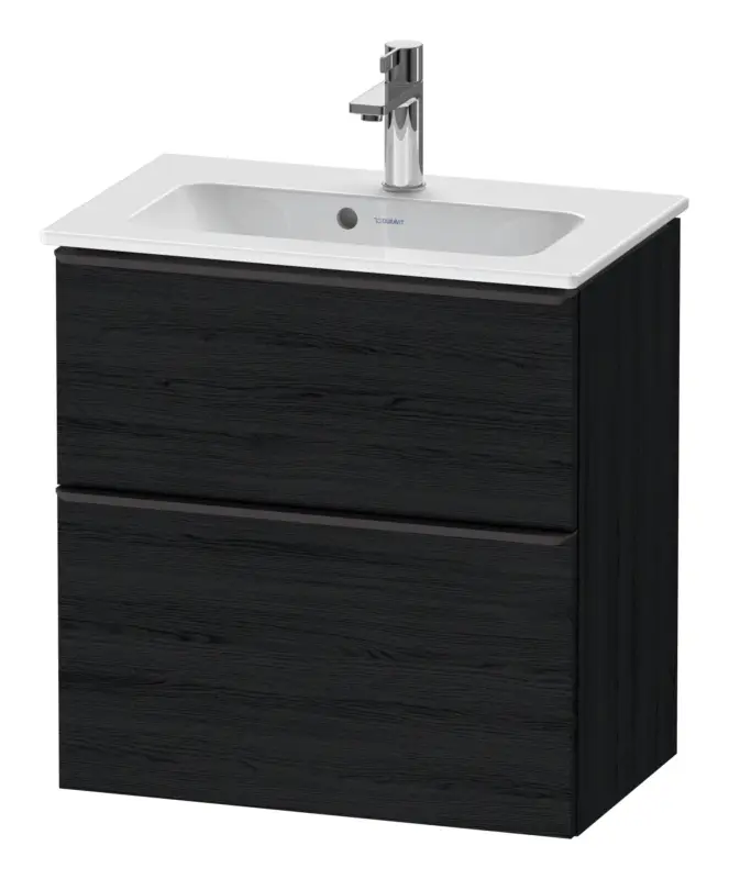 Duravit D-Neo Waschtischunterschrank mit 2 Auszügen Griff Diamantschwarz Matt 610 x 625 x 372 mm - Eiche Schwarz Matt Preisknaller