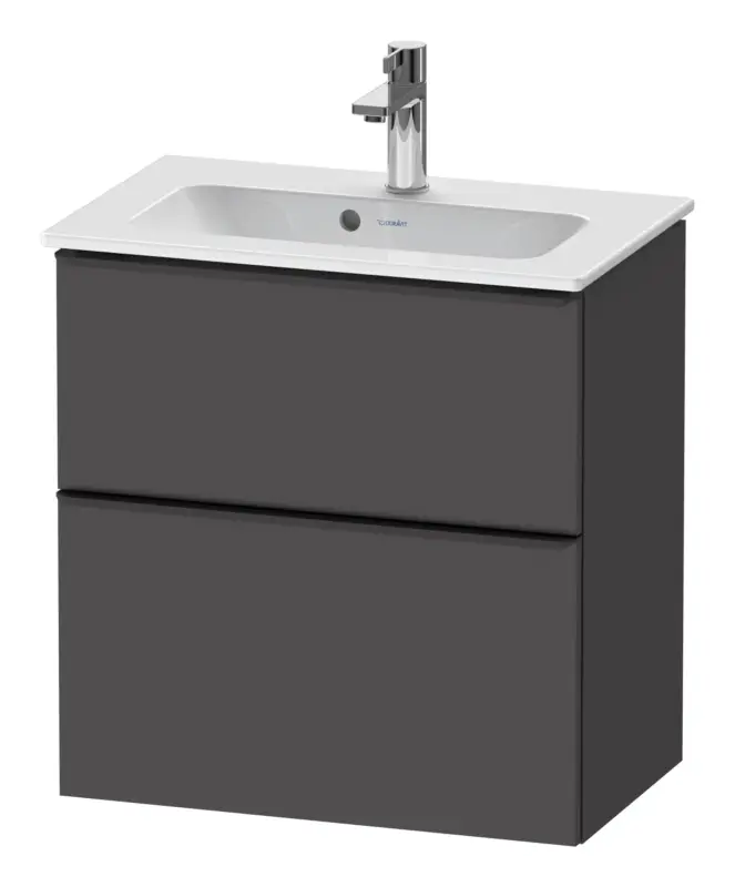 Duravit D-Neo Waschtischunterschrank mit 2 Auszügen Griff Diamantschwarz Matt 610 x 625 x 372 mm - Graphit Matt Top-Preis