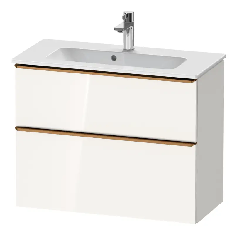 Duravit D-Neo Waschtischunterschrank mit 2 Auszügen Griff Bronze Gebürstet 810 x 625 x 372 mm - Weiß Hochglanz Markenware