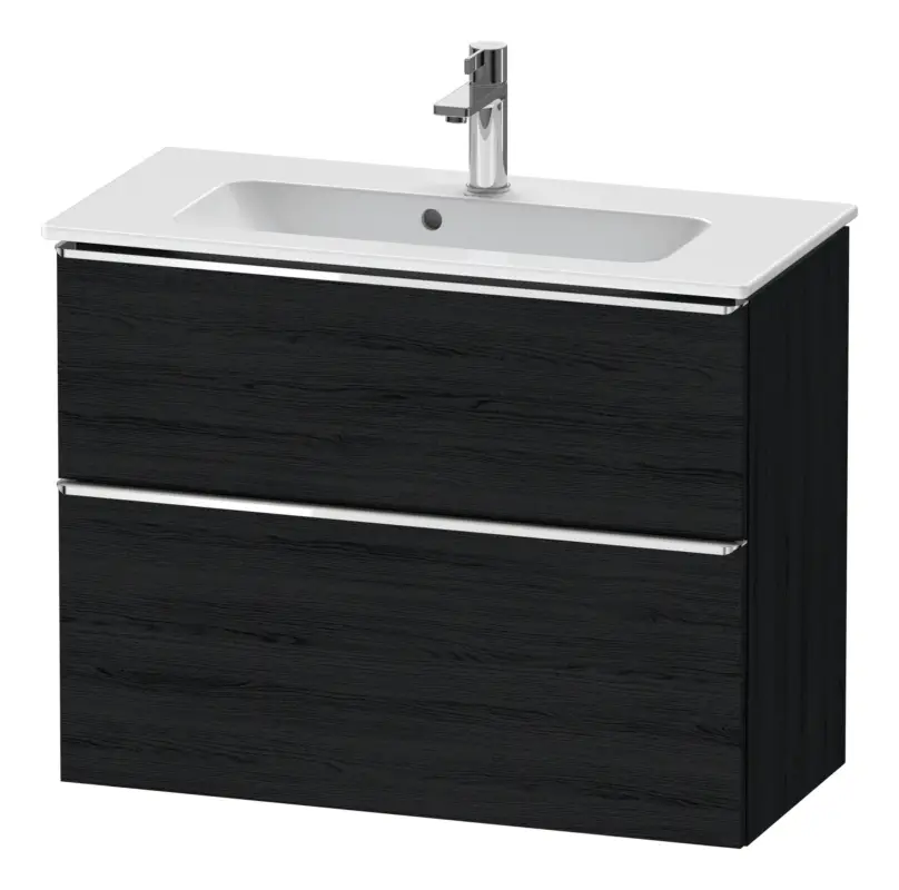 Duravit D-Neo Waschtischunterschrank mit 2 Auszügen Griff Chrom Hochglanz 810 x 625 x 372 mm - Eiche Schwarz Matt Neue Ware