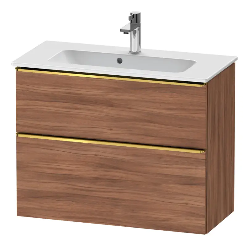 Duravit D-Neo Waschtischunterschrank mit 2 Auszügen Griff Gold Poliert 810 x 625 x 372 mm - Nussbaum Natur Matt Kracherpreis