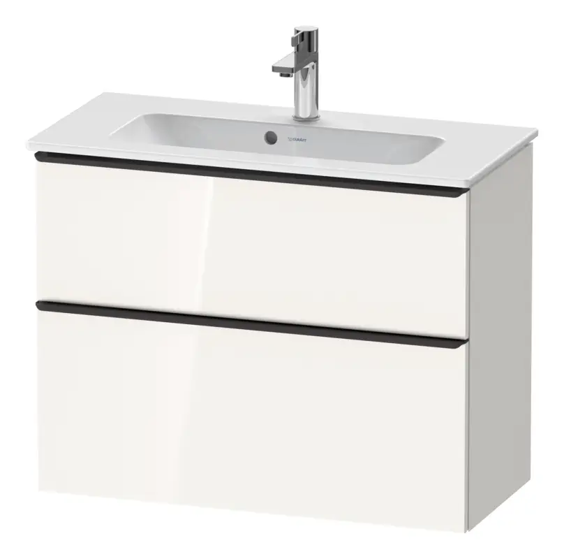Günstig Duravit D-Neo Waschtischunterschrank mit 2 Auszügen Griff Diamantschwarz Matt 810 x 625 x 372 mm - Weiß Hochglanz